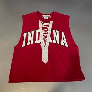 Indiana University lace up sleeveless crop T-shirt